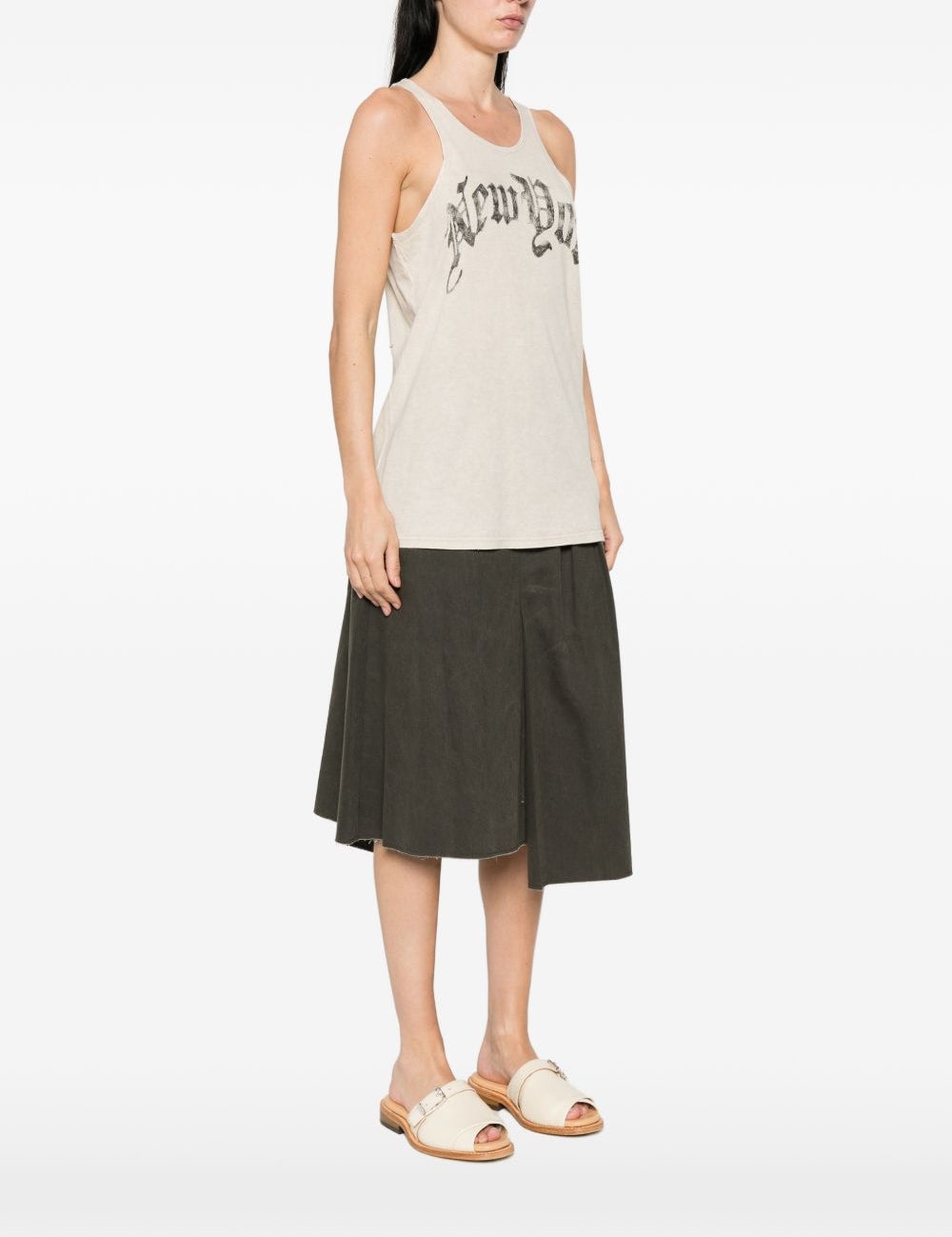 Canotta stampata new york in beige R13 - donna 