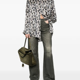 Camicia con collo basso in beige e nero R13 - donna 