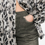 Camicia con collo basso in beige e nero R13 - donna 