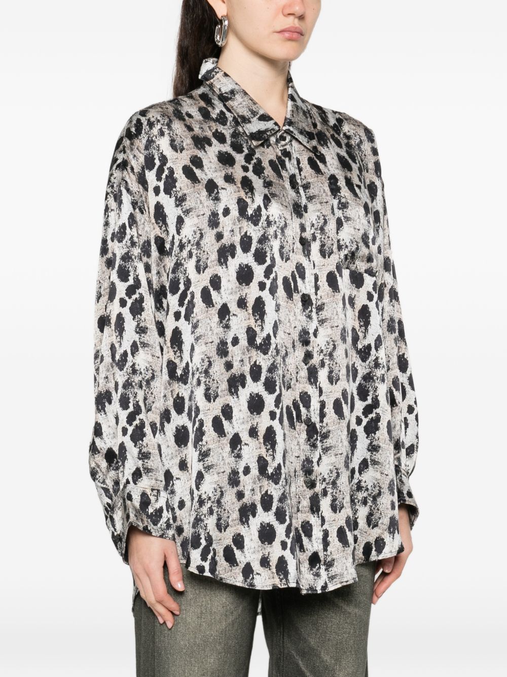 Camicia con collo basso in beige e nero R13 - donna 
