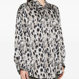 Camicia con collo basso in beige e nero R13 - donna 
