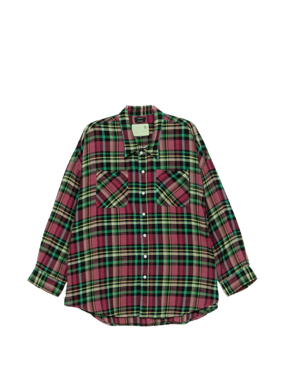 Camicia a quadri con taschino in rosa R13 - donna 