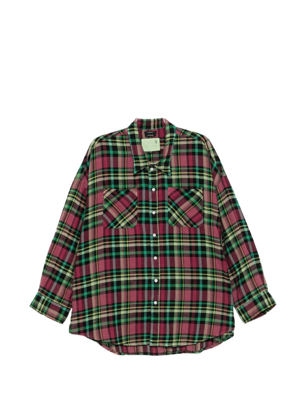 Camicia a quadri con taschino in rosa R13 - donna 