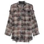 Camicia con motivo tartan in grigio R13 - donna 