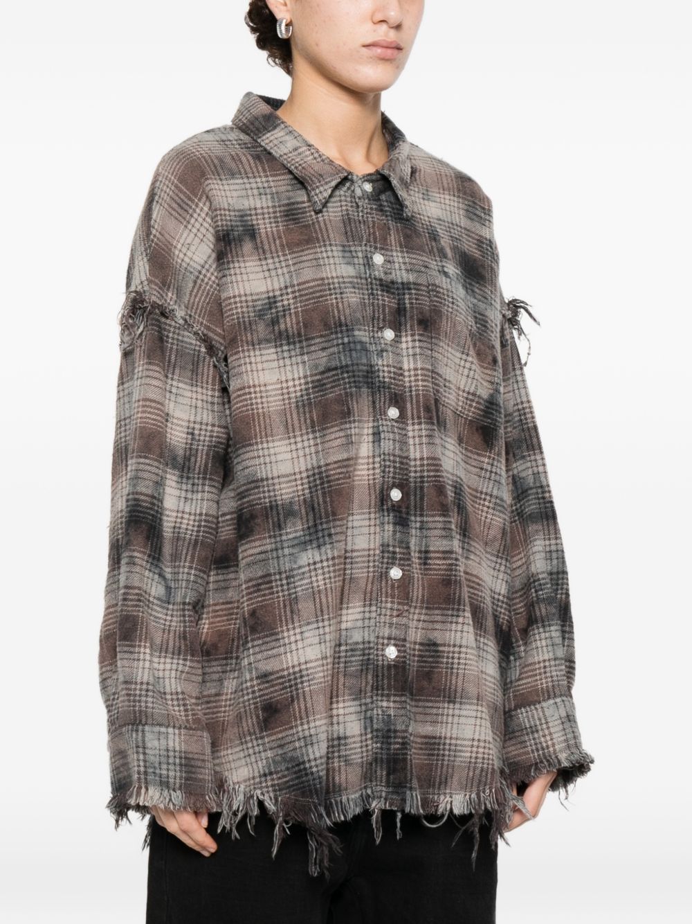 Camicia con motivo tartan in grigio R13 - donna 