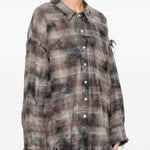 Camicia con motivo tartan in grigio R13 - donna 