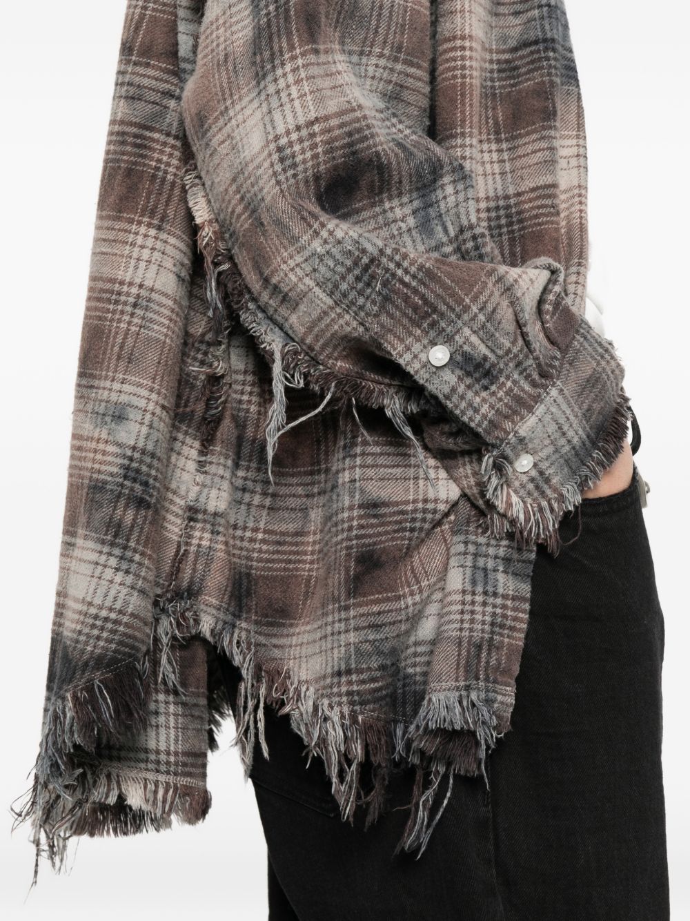 Camicia con motivo tartan in grigio R13 - donna 