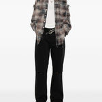 Camicia con motivo tartan in grigio R13 - donna 