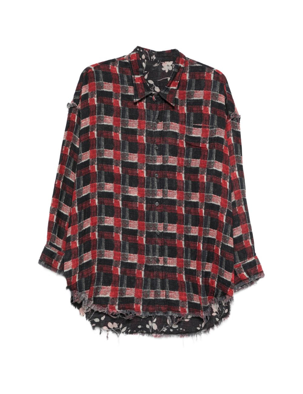 Camicia reversibile a quadri in rosso e nero R13 - donna 