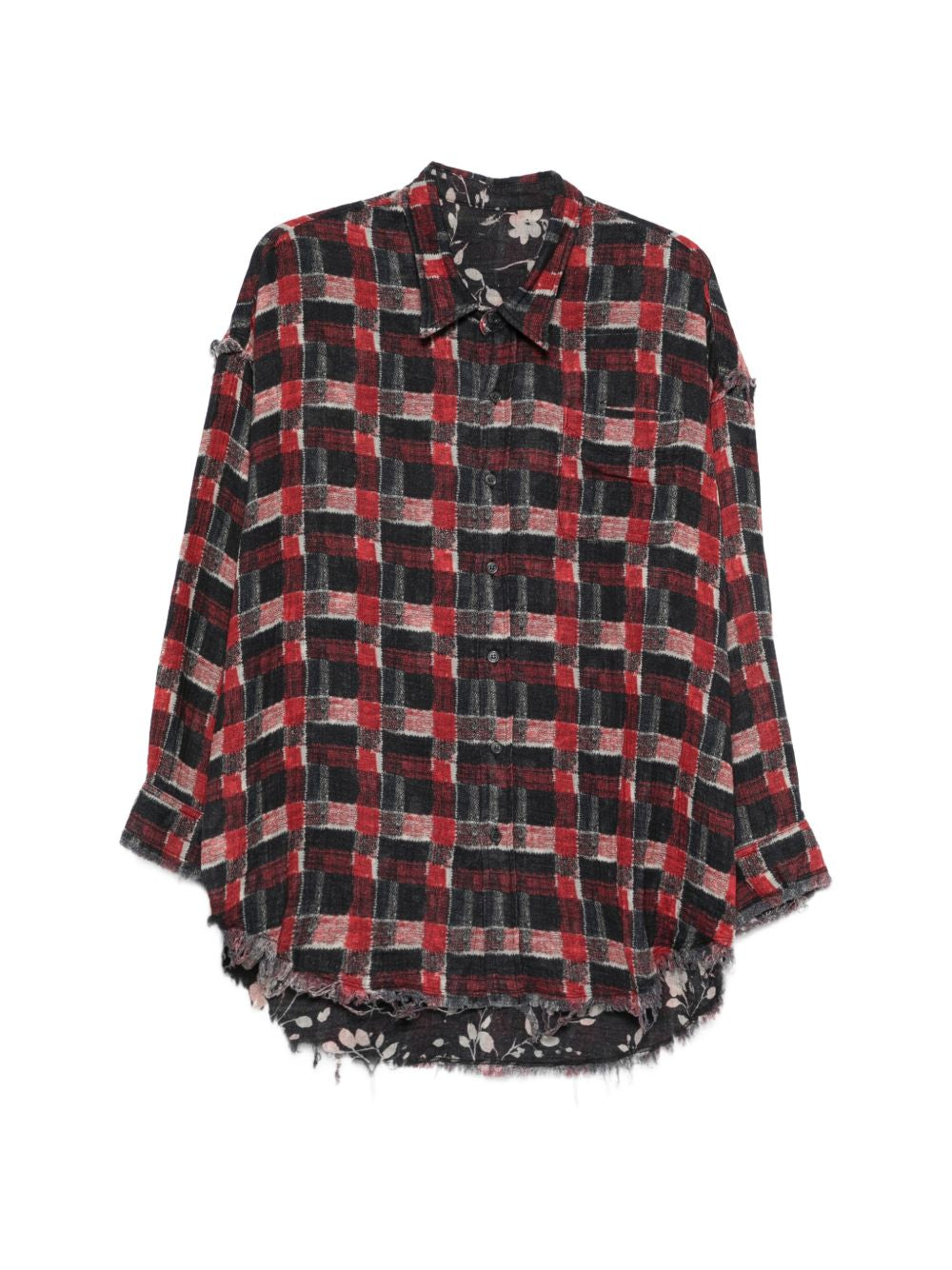 Camicia reversibile a quadri in rosso e nero R13 - donna 