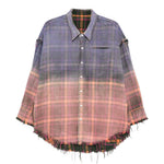 Camicia a quadri reversibile sfrangiata multicolore R13 - donna 