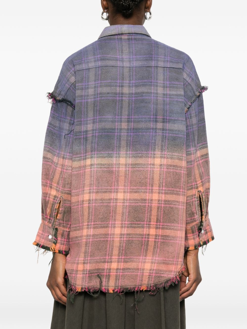 Camicia a quadri reversibile sfrangiata multicolore R13 - donna 