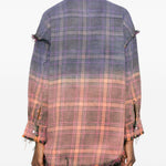 Camicia a quadri reversibile sfrangiata multicolore R13 - donna 