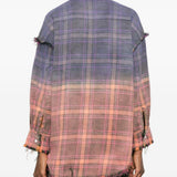 Camicia a quadri reversibile sfrangiata multicolore R13 - donna 