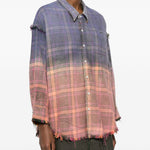 Camicia a quadri reversibile sfrangiata multicolore R13 - donna 
