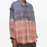 Camicia a quadri reversibile sfrangiata multicolore R13 - donna 