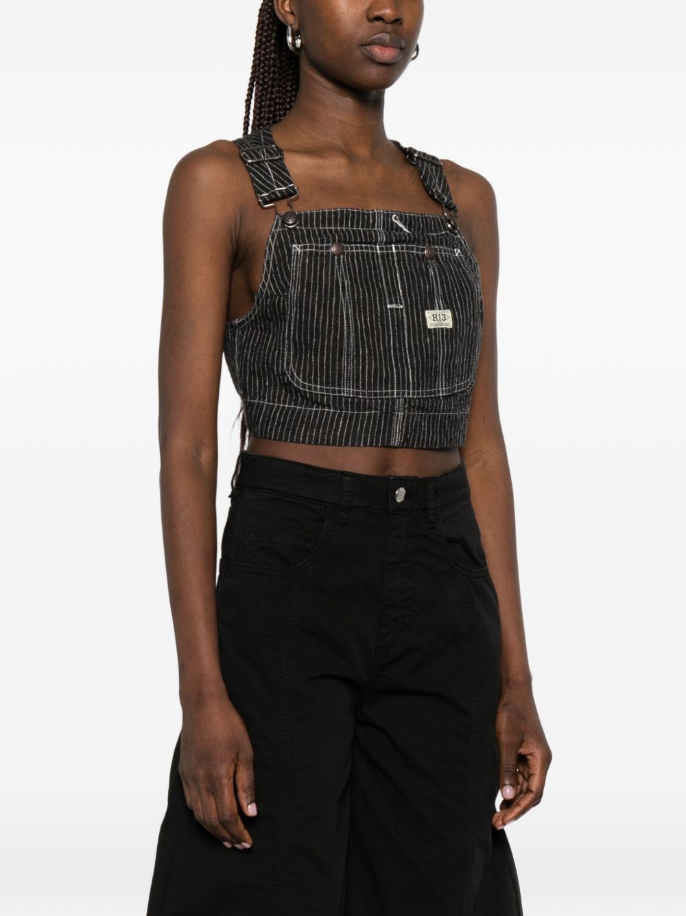 Top stile salopette in nero R13 - donna 