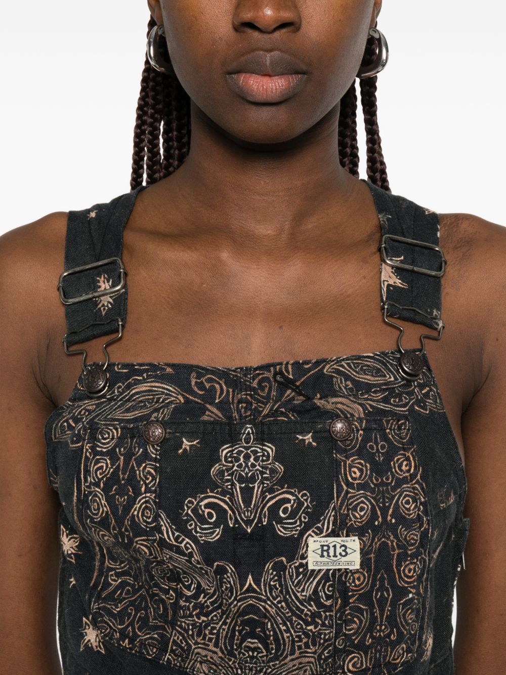 Top stile salopette in nero R13 - donna 