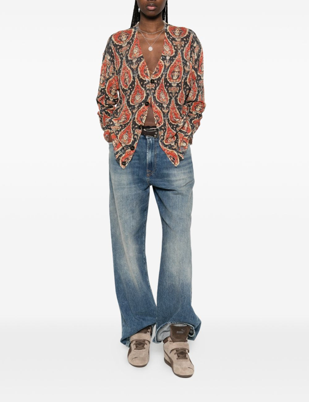 Cardigan con stampa paisley in rosso R13 - donna 