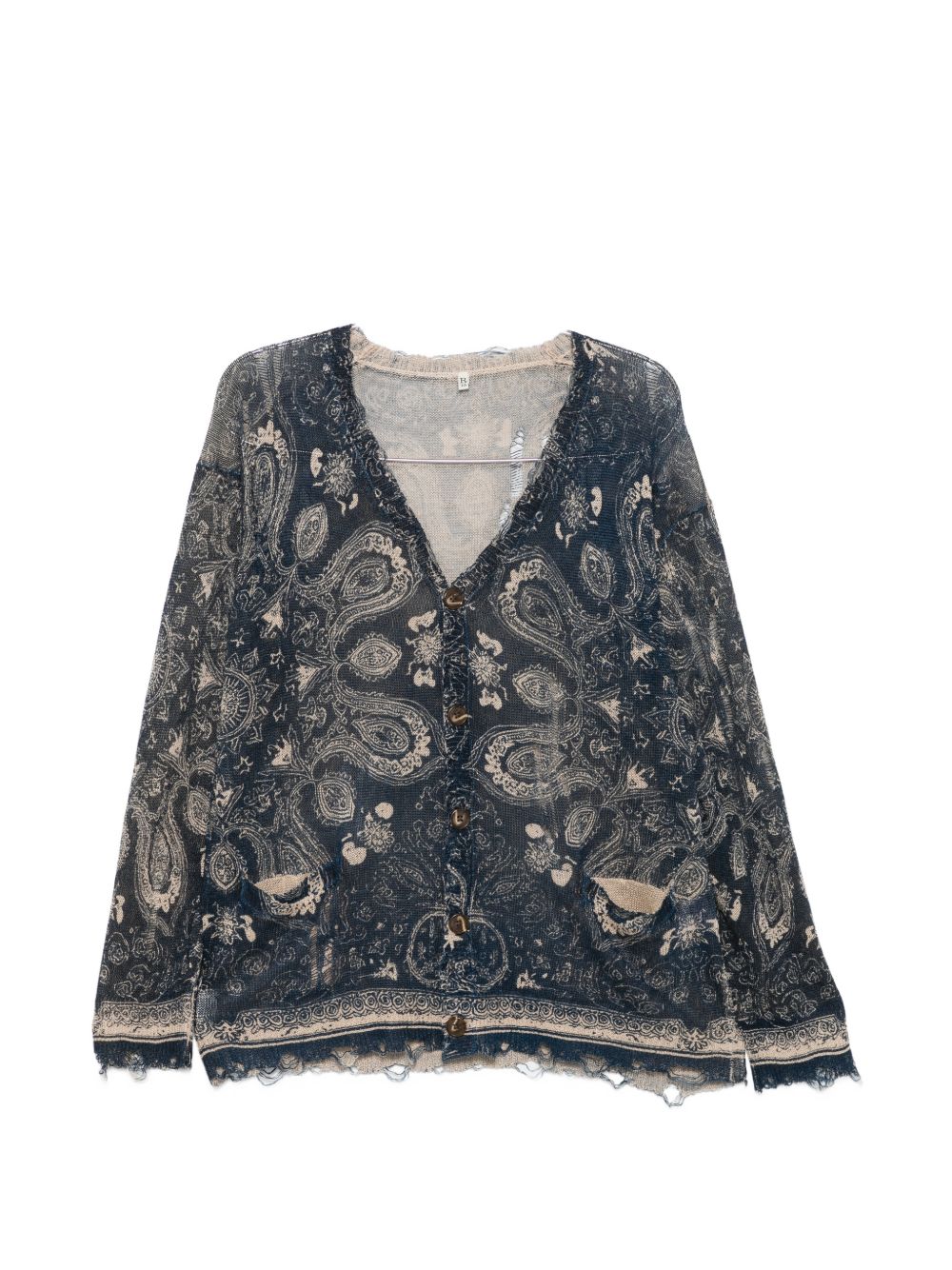 Cardigan con stampa in lino in blu R13 - donna 