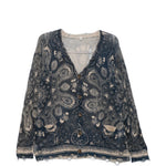 Cardigan con stampa in lino in blu R13 - donna 