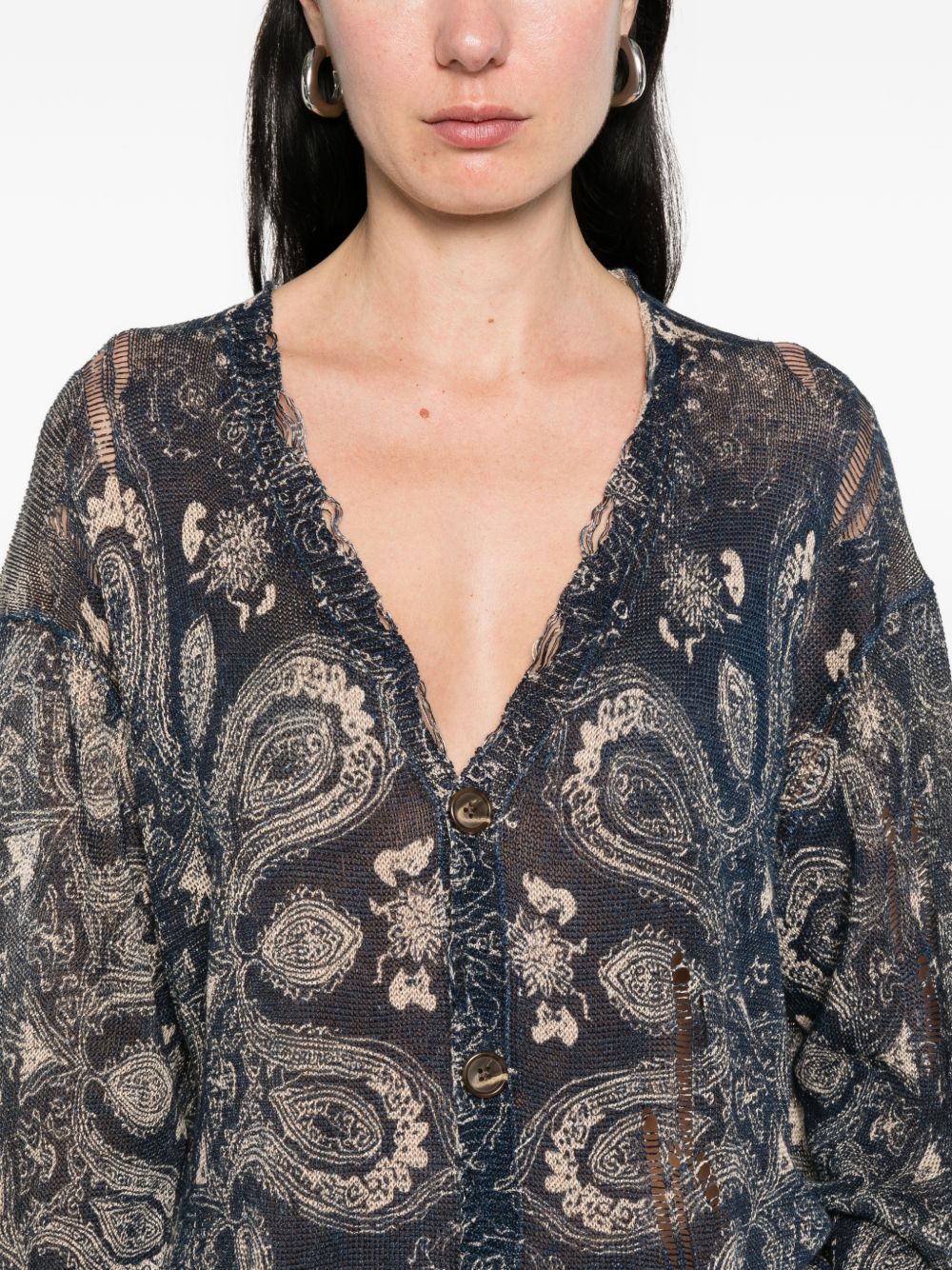Cardigan con stampa in lino in blu R13 - donna 