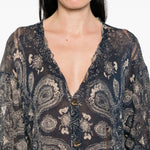 Cardigan con stampa in lino in blu R13 - donna 