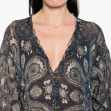 Cardigan con stampa in lino in blu R13 - donna 