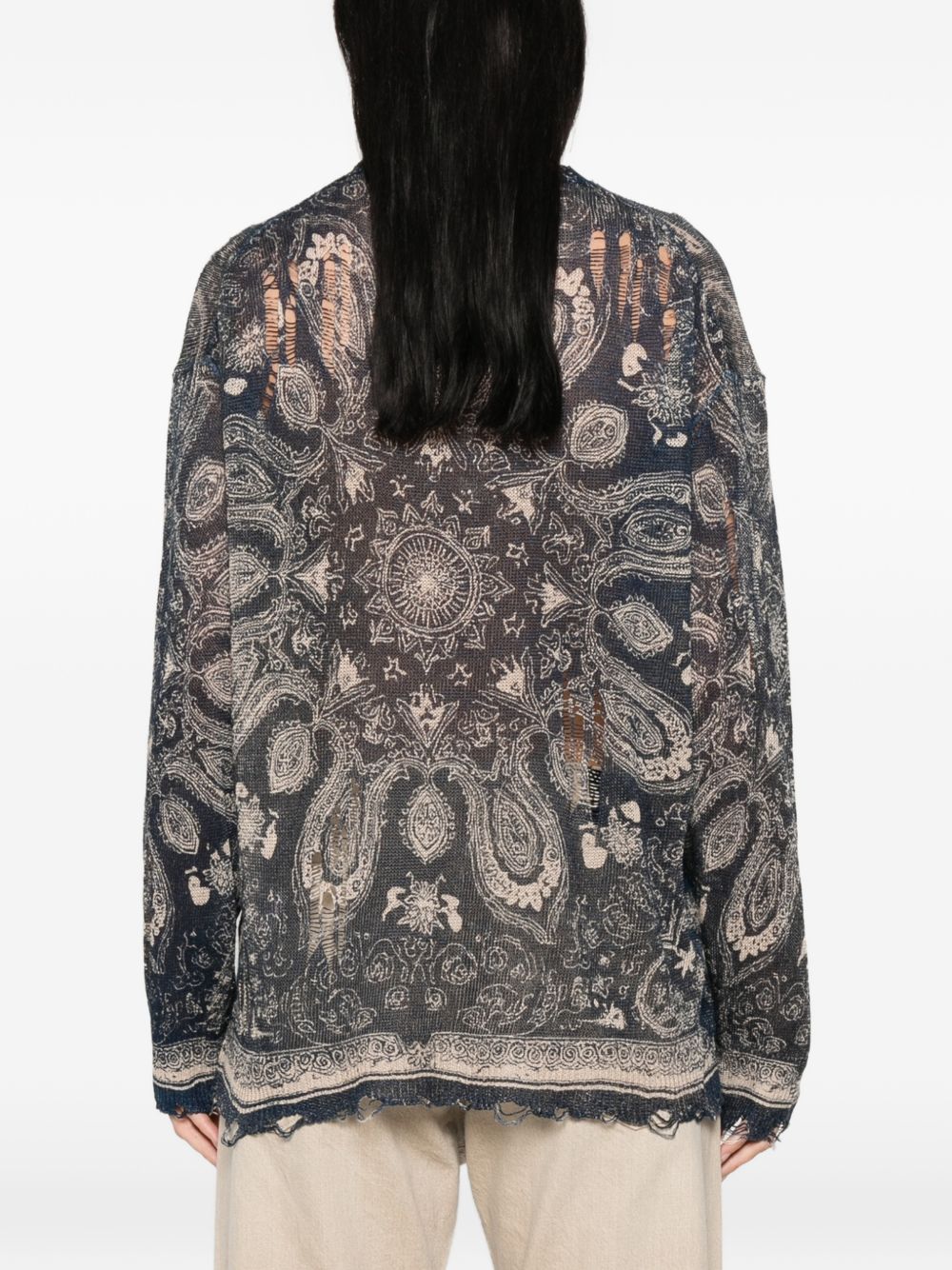 Cardigan con stampa in lino in blu R13 - donna 