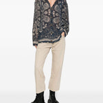 Cardigan con stampa in lino in blu R13 - donna 