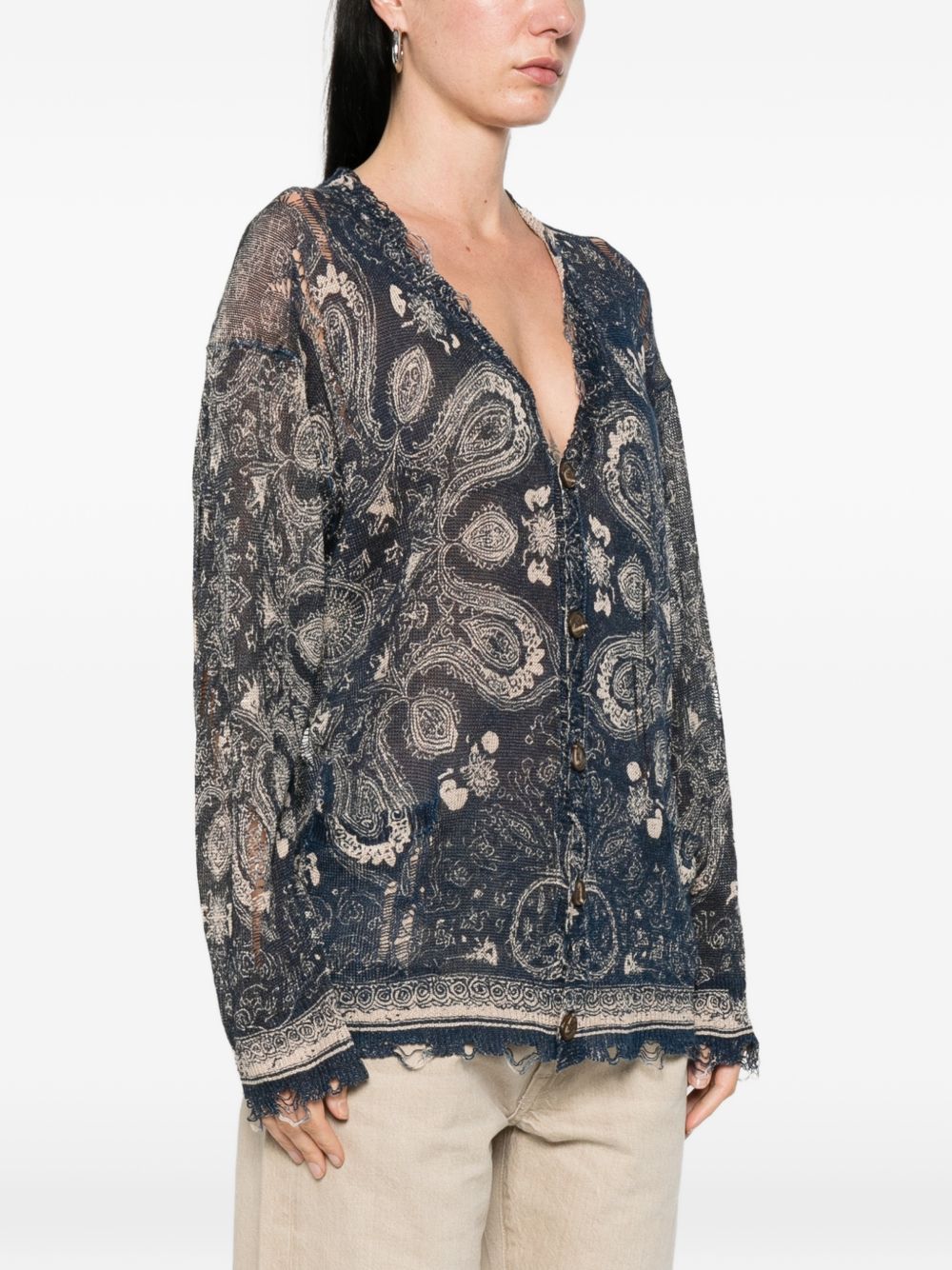 Cardigan con stampa in lino in blu R13 - donna 