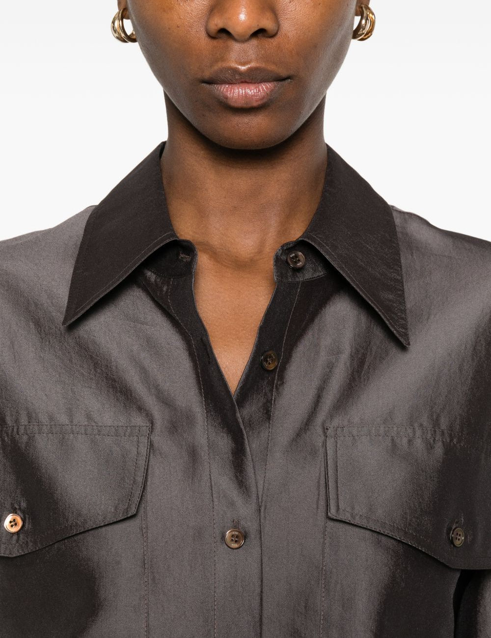Camicia con design satinato in marrone R2w - donna 