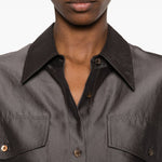 Camicia con design satinato in marrone R2w - donna 