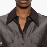 Camicia con design satinato in marrone R2w - donna 