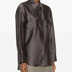 Camicia con design satinato in marrone R2w - donna 