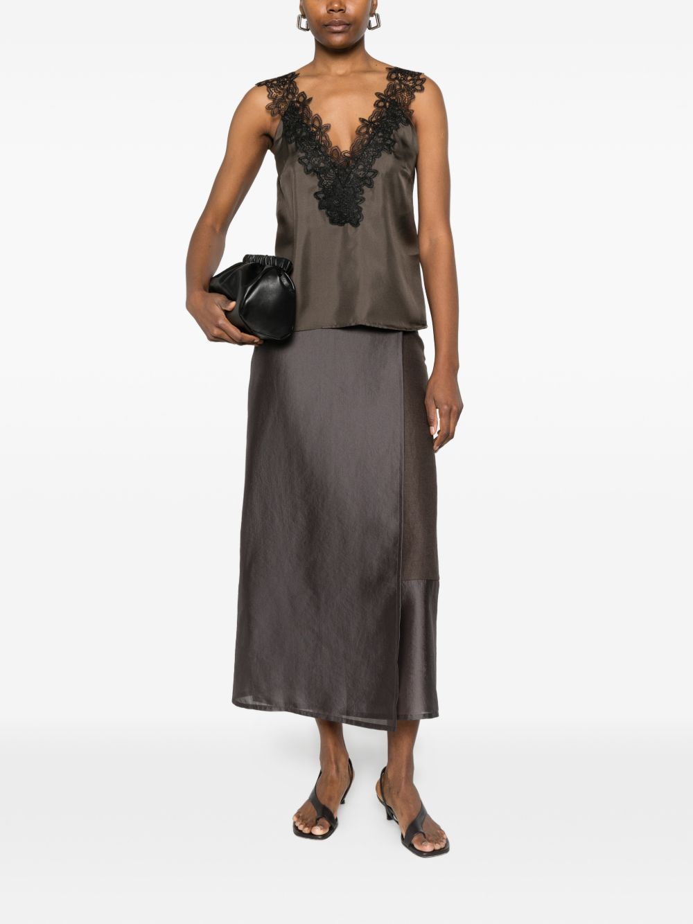 Gonna amora in organza in marrone R2w - donna 