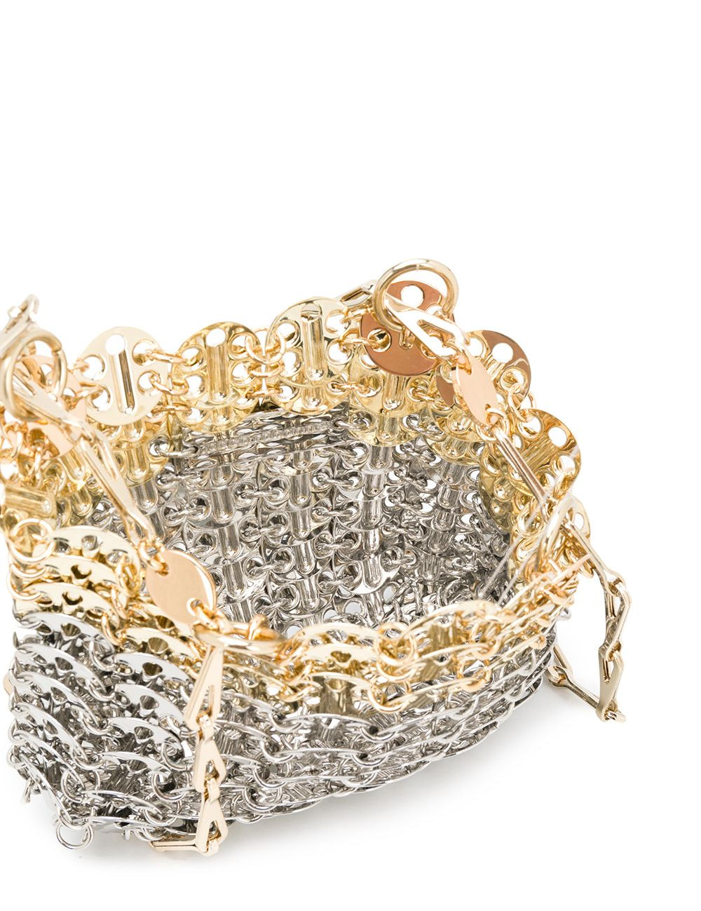 Borsa mini metallizzata in argento e oro RABANNE - donna 