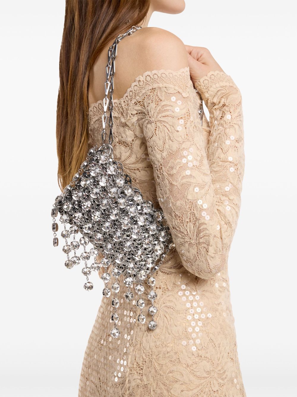 Borsa a mano sac a main in argento Rabanne - donna 