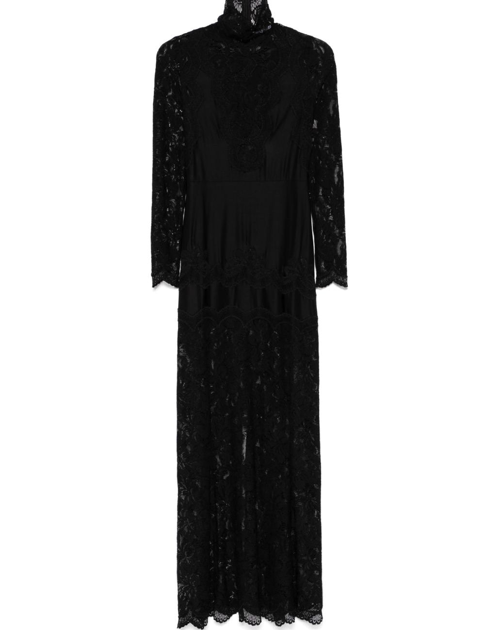 Abito lungo in pizzo in nero Rabanne - donna 