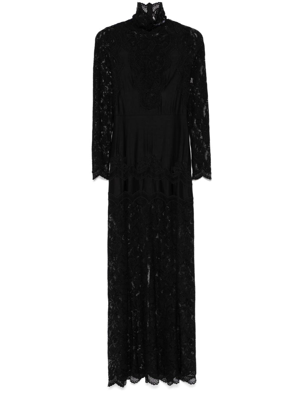 Abito lungo in pizzo in nero Rabanne - donna 
