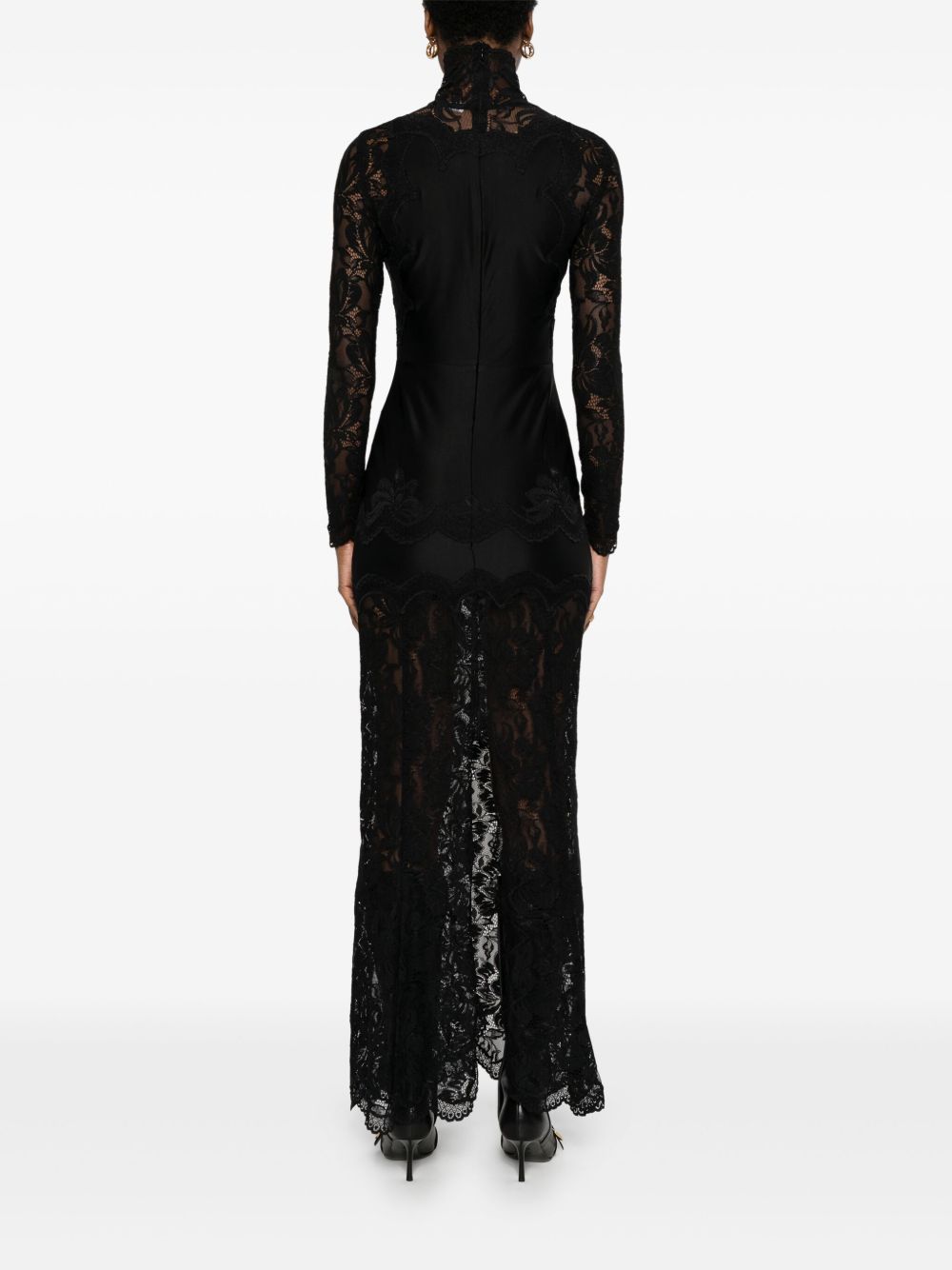 Abito lungo in pizzo in nero Rabanne - donna 