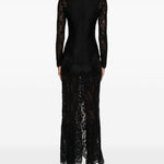 Abito lungo in pizzo in nero Rabanne - donna 