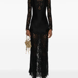 Abito lungo in pizzo in nero Rabanne - donna 