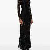 Abito lungo in pizzo in nero Rabanne - donna 