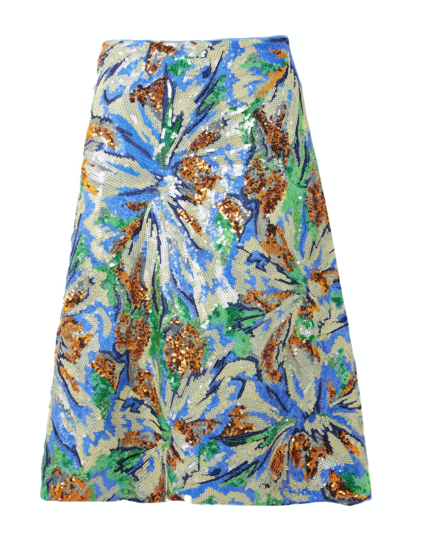 Gonna midi con paillettes multicolore Rabanne - donna 