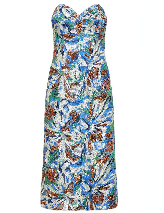 Abito midi con paillettes multicolore Rabanne - donna 