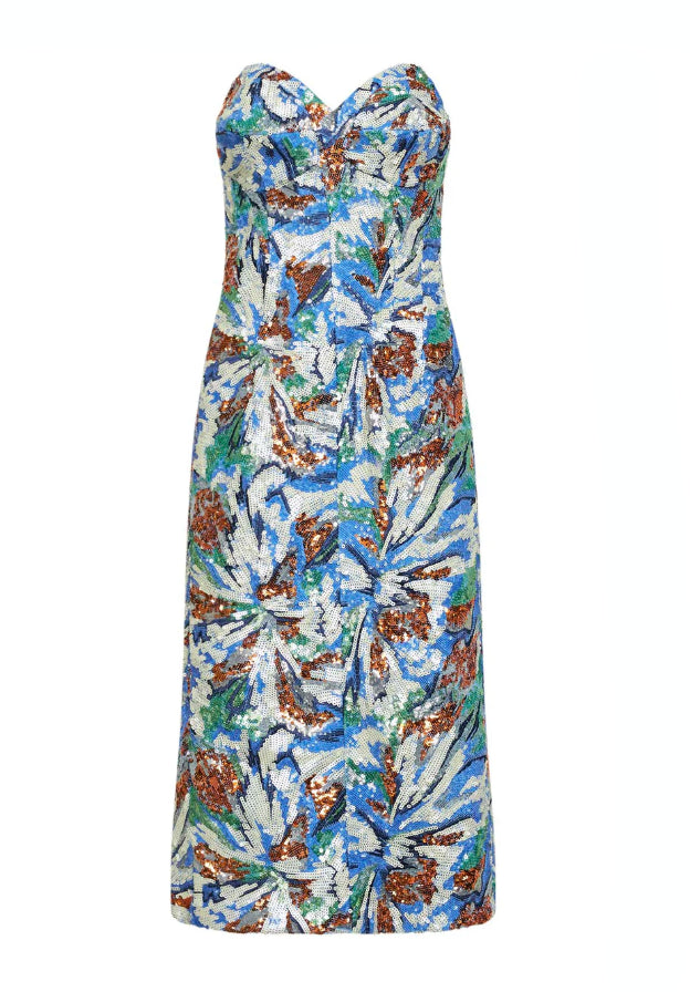 Abito midi con paillettes multicolore Rabanne - donna 