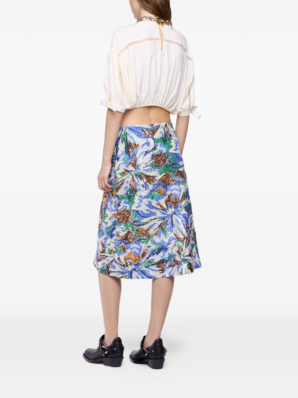 Top crop con maniche a sbuffo in avorio Rabanne - donna 
