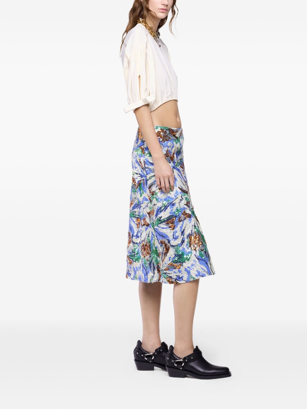 Top crop con maniche a sbuffo in avorio Rabanne - donna 