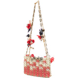 BORSA A SPALLA Nano bicolor 1969 con fiori in rosso e oro Rabanne - donna 